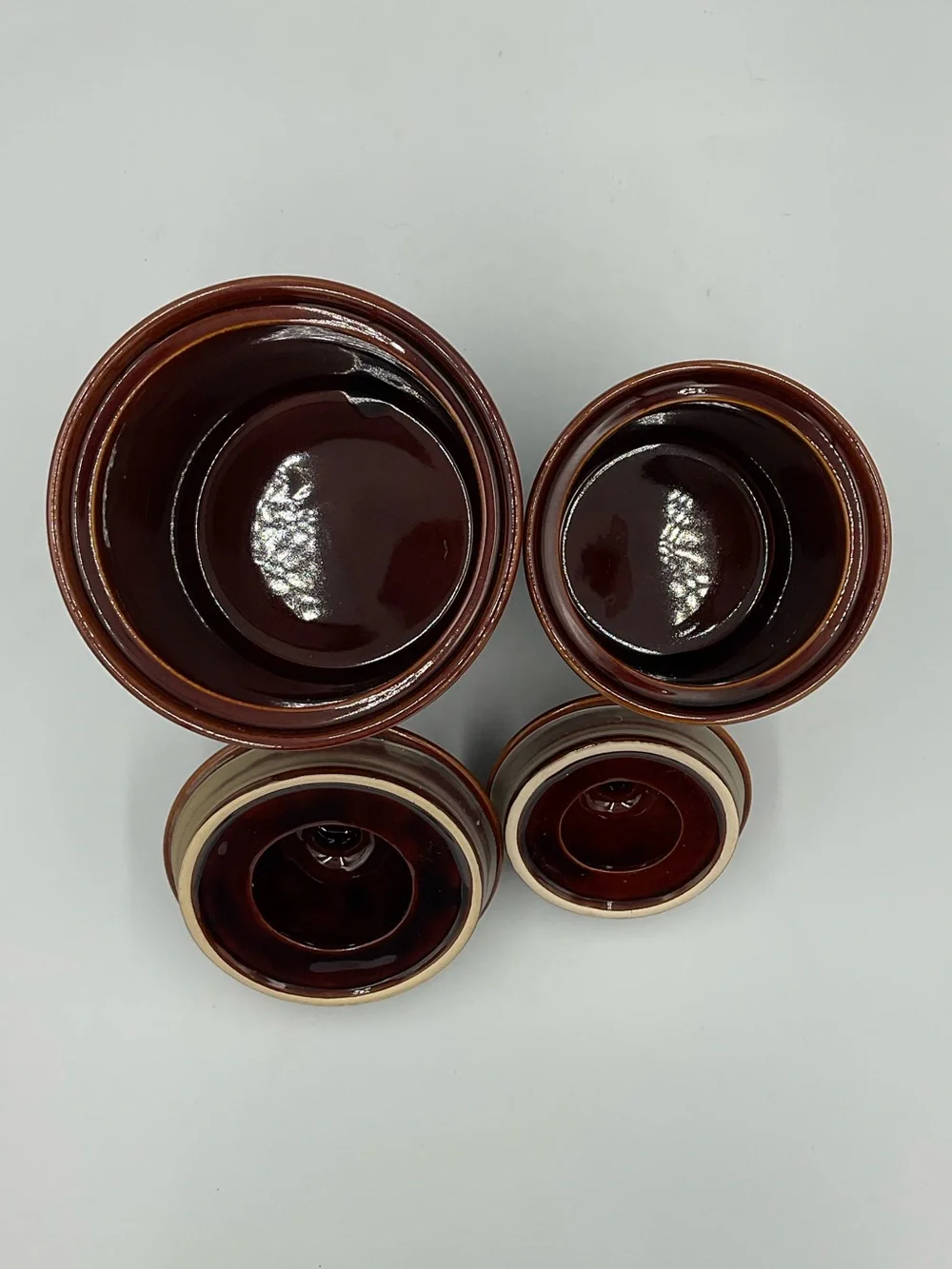 Sango “Avanti Brown” 4722 Stoneware Canisters with Lids
